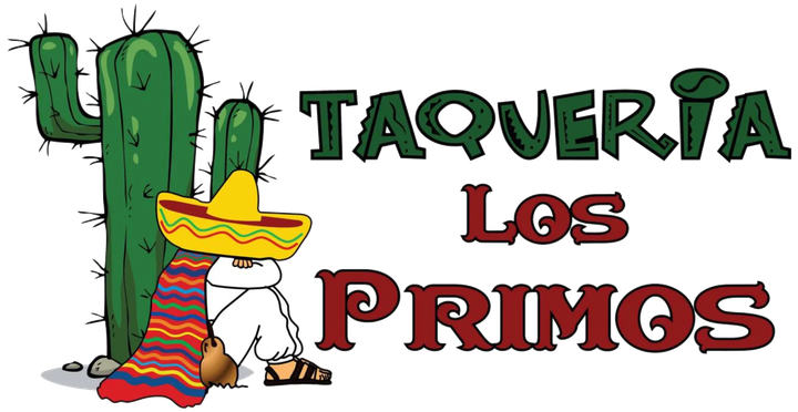 Taqueria Los Primos logo with a man and cactus